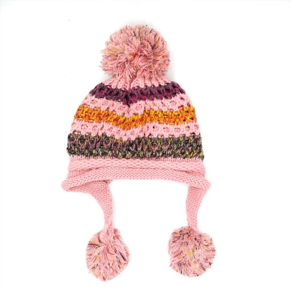 Winter Colorful Knit Pom Pom Hat Fleece Lined - Picture 4 of 6